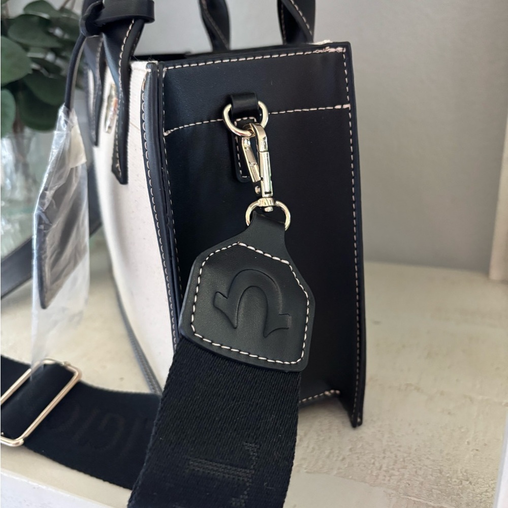 True Religion Black and Cream Women's Branded Guitar Strap Bag - Picture 3 of 8